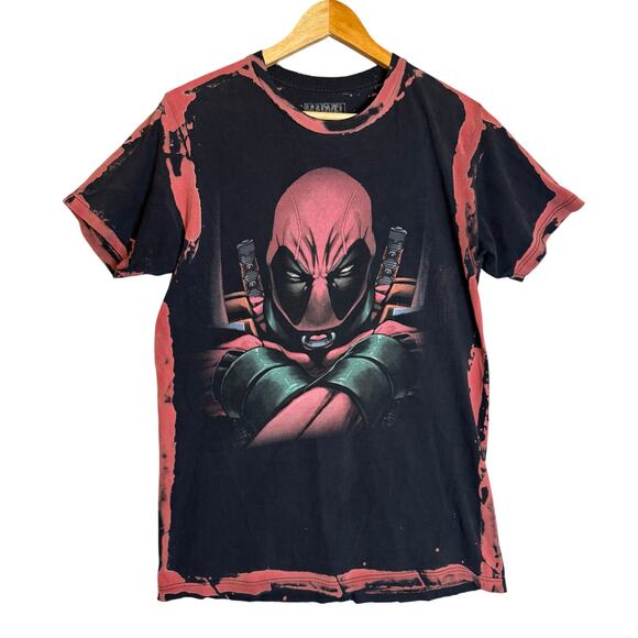Marvel Comics Mad Engine Deadpool T Shirt Mens Medium Tie Dye Bleach Dyed Grunge - Picture 1 of 9